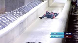 Pavel Repilov crash on luge European Championships in Sigulda LAT [upl. by Yuma]