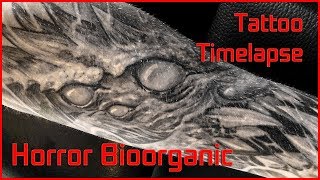 Horror bioorganic freehand tattoo timelapse [upl. by Atteinotna]