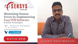 VTrans India Ltd  Client Testimonial  Sensys Technologies  TDS Software  EasyTDS Software [upl. by Gavan]