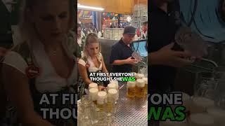 Waitress Carries 13 Beers at Once – You Wont Believe This Incredible Feat amazing shorts short [upl. by Linetta]