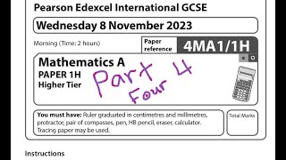 Nov 2023 1h Part 4 Maths o level Edexcel IGCSE q13q14q15q16 [upl. by Tsirhc]