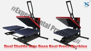 XIN HONG® Experimental Prototype Dual HP3804C Shuttle Auto Open Clam Heat Press Machine [upl. by Osrit149]