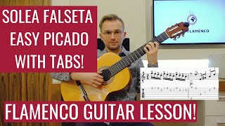 Solea Picado Falseta with Tabs  Easy Flamenco Guitar Lesson for Beginners [upl. by Eirbua]