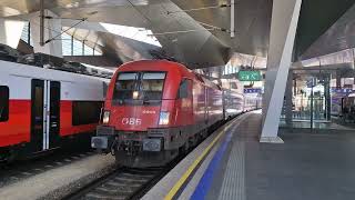 Abfahrt des railjet 535 Ersatzgarnitur am 19052024 in Wien Hbf [upl. by Aynotahs192]