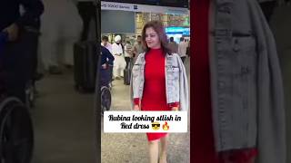 Rubina spotted in red short dress in airport trending ytshort [upl. by Ekoorb]