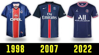 The Evolution of PSG Jersey 1977  2022  PSG Kits History [upl. by Airekahs]