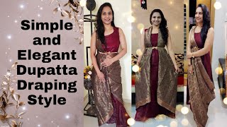 How to style dupatta with GownSimple and elegant dupatta draping style [upl. by Delmor]