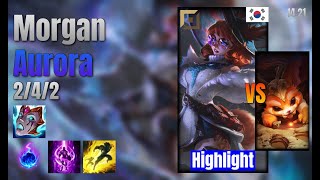 Morgan Top Aurora vs Gnar lol KR solo rank Highlight 1421 [upl. by Horick162]