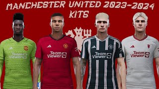 Manchester United New Season Kits V3 20232024 PES2021 Sider pes2021 manchesterunited kits [upl. by Bick678]