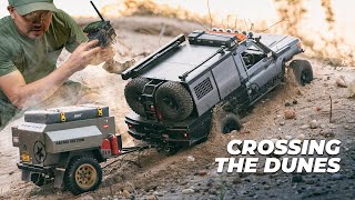 Rc Crawler Gen 8 Killerbody Toyota Lc70 Canopy Tow Trailer Crossing the Dunes  Rc Cars Off Road [upl. by Llenil]