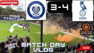 DERBY DAY • 7 GOALS • FANS FIGHT ON THE PITCH • Rochdale 34 Oldham Athletic • match day vlog [upl. by Farmer]