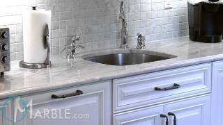 Classic White Lunar Quartzite Kitchen Countertops by Marblecom [upl. by Sidoney]