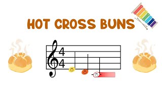 Hot Cross Buns  Play Along for Xylophone or Glockenspiel [upl. by Sajovich]