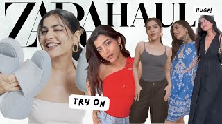 HUGE ZARA TRY ON HAUL TRENDY BASICS YOU NEED [upl. by Elkraps]