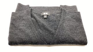 Uniqlo Men Extra Fine Merino V Neck Sweater Dark Grey [upl. by Atrim]