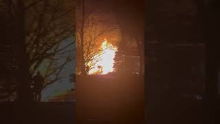 Fire after large explosion in Bluemont [upl. by Atnohsal]