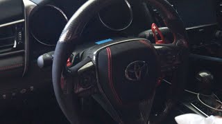 INSTALLING CARBON FIBER STEERING WHEEL amp SHIFT KNOB TOYOTA CAMRY TRD [upl. by Kissie461]