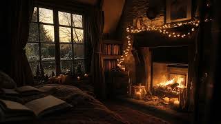 Cozy Christmas Morning Bedroom Cozy Ambience w Crackling Fire amp Morning Sounds NO MUSIC [upl. by Pier]