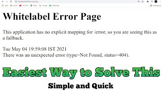 Spring Boot Whitelabel error page  Easy Solution [upl. by Asirb]