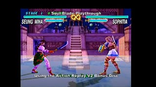 Soul Blade Playthrough using the Ps1 Action Replay V2 Ps2 Bonus Disc D Playstation CheatCodes [upl. by Aisatsanna812]