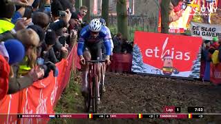 Van der Poel in EPIC Cyclocross battle with Van Aert and Pidcock  Gavere highlights [upl. by Emixam]