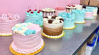 Decorating 12 Cakes in ONE HOUR  Unedited Cake Decorating 4K [upl. by Cutlor]