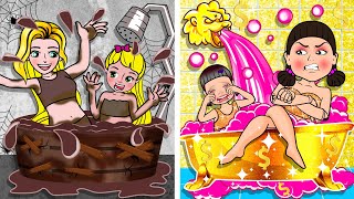 🐾paper dolls🐾 RICH Squid Game 2 Family vs POOR Rapunzel Family DIY paper Rapunzel Family [upl. by Rubin]