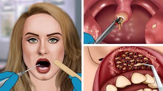 ASMR Animation Smelly Old Tonsil Stone Removal Animation [upl. by Etnaud822]