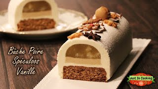 ❅ Recette de Bûche de Noël Poire Spéculoos Vanille ❅ [upl. by Fernand816]