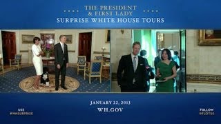 President Obama and First Lady Michelle Obama Surprise White House Visitors [upl. by Sorac]