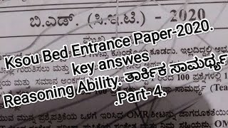 Ksou Bed Question Paper2020 Reasoning Abilityತಾರ್ಕಿಕ ಸಾಮರ್ಥ್ಯ ಪ್ರಶ್ನೆ ಪತ್ರಿಕೆ ವಿಶ್ಲೇಷಣೆPart 4 [upl. by Dietz]