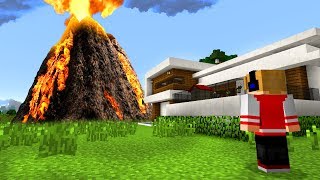 VULCÃO EM ERUPÇÃO DESTRUIU MINHA CASA NO MINECRAFT [upl. by Perseus]