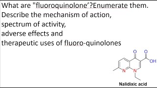 FLUOROQUINOLONES PHARMACOLOGY LONG ANSWER  QUICK REVISION  MBBS  RGUHS  UNIVERSITY EXAM  HINDI [upl. by Nhojleahcim]