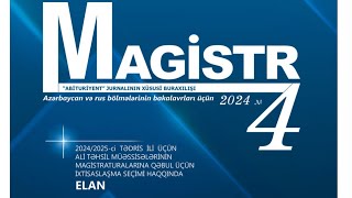 Magistr Jurnalı N4 Qəbul Aparılan İxtisaslaşmalar [upl. by Maiga]