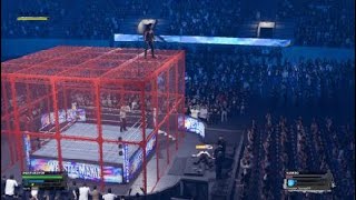 WWE 2K24 Undertaker throws mankind off cage [upl. by Adlitam]