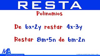 Resta de expresiones algebraicas  Ejemplo 2 Polinomios [upl. by Ahtibat512]