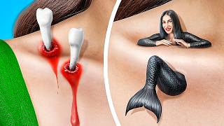 From Nerd to Beauty Dark Mermaid  Vampire Extreme Makeover with Gadgets from Tik Tok [upl. by Airekal]