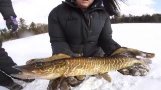 Ice Fishing for Tiger Muskie on Lake Durant [upl. by Otaner]