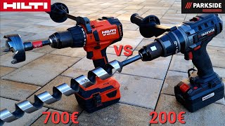 Porovnanie vŕtačiek 80 Nm hobby Parkside Performance PSBSAP 20 Li B2 vs profi HILTI SF 6H A22 [upl. by Nairehs248]