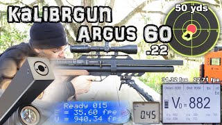 Kalibrgun 22 Air Rifle  Accuracy TEST  50 amp 100 Yards  FULL REVIEW  Argus 60 Regulated PCP [upl. by Enelrahs]