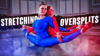 Stretching Splits Paired Exercises with an Elastic Band Contortion Duo Flexshow [upl. by Keslie]