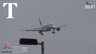 Shaky landings at Londons Heathrow airport as Storm Isha approaches [upl. by Briscoe40]