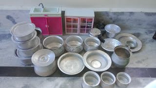 Miniature silver kitchen set unboxing ASMR  Miniature cooking videos [upl. by Hevak712]