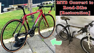 Building a road bike from MTB convert to ROAD BIKE Restoration [upl. by Louise893]