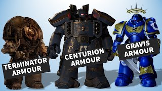 Astartes Armour Comparison Terminator vs Centurion vs Aggressor Gravis Warhammer 40K [upl. by Alva]