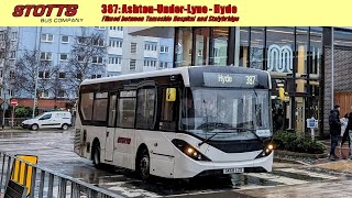 Nippy MMC Stotts Tours 387 service between Tameside Hospital and Stalybridge [upl. by Hasen]