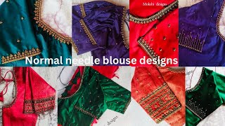 Simple aari work blouse designs using normal needle aariwork blousedesign simpledesigns [upl. by Darrej748]