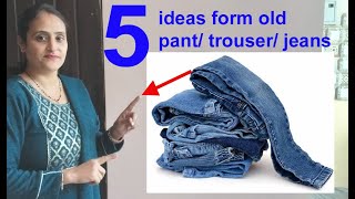 Do not miss  5 wow ideas from old jeans  old demin  old pant reuse idea  no cost diy sewing [upl. by Zachary443]