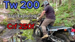 Tw200 in the woods  motovlog tw200 trending motovlog dualsport crf250f [upl. by Adnomar383]