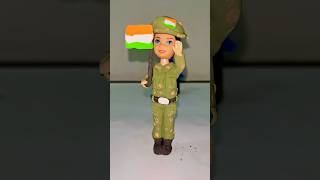 DIY INDIAN ARMY SOLDIER 🪖   mini clay toy  clayworking art skill Clay hand crafts  shorts [upl. by Joanie]